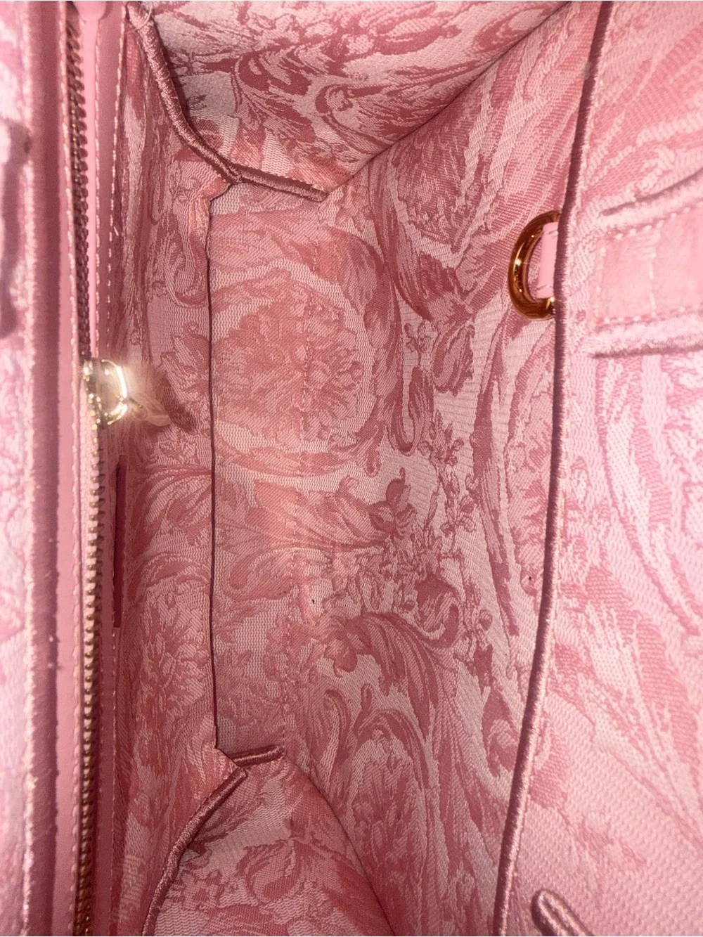 Versace Small Athena Tote Pink Jacquard